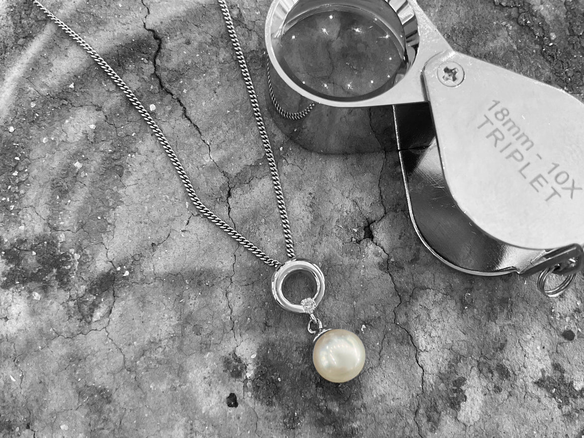FRESH WATER AND DIAMOND PEARL PENDANT - pb084w