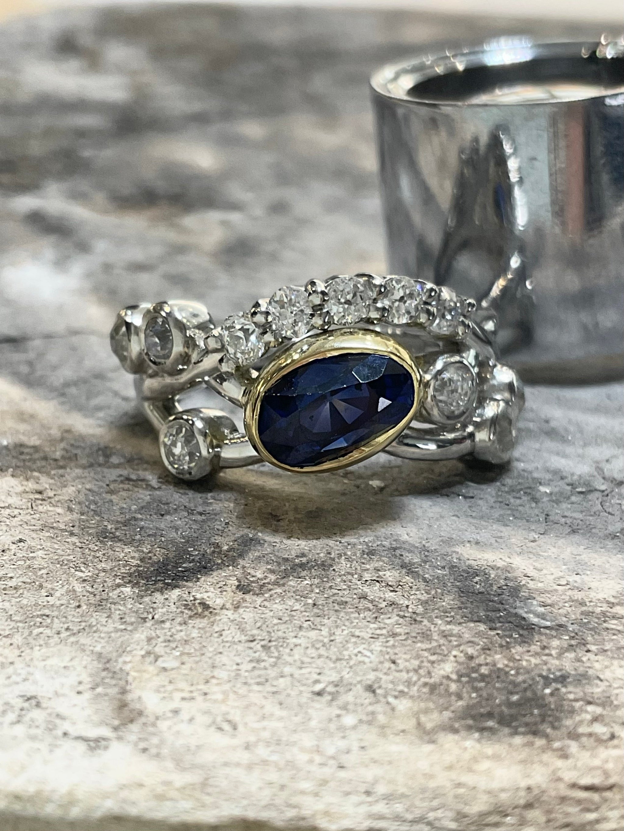 BESPOKE SAPPHIRE AND DIAMOND RING