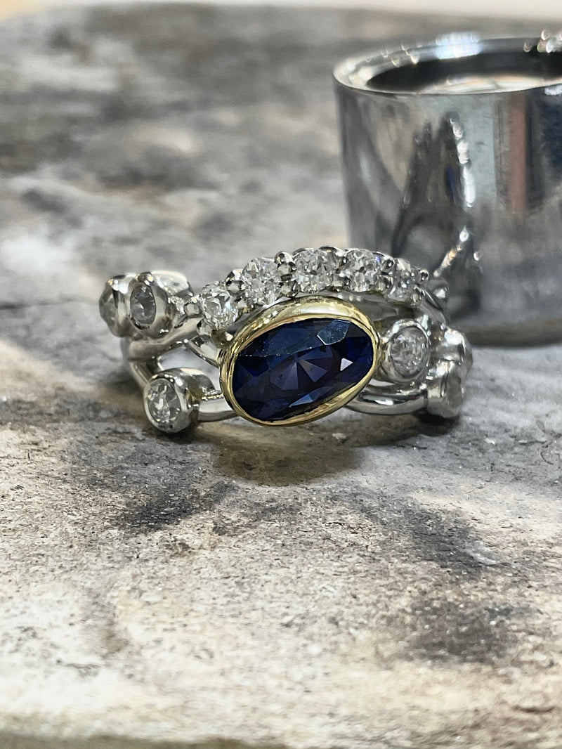 BESPOKE SAPPHIRE AND DIAMOND RING