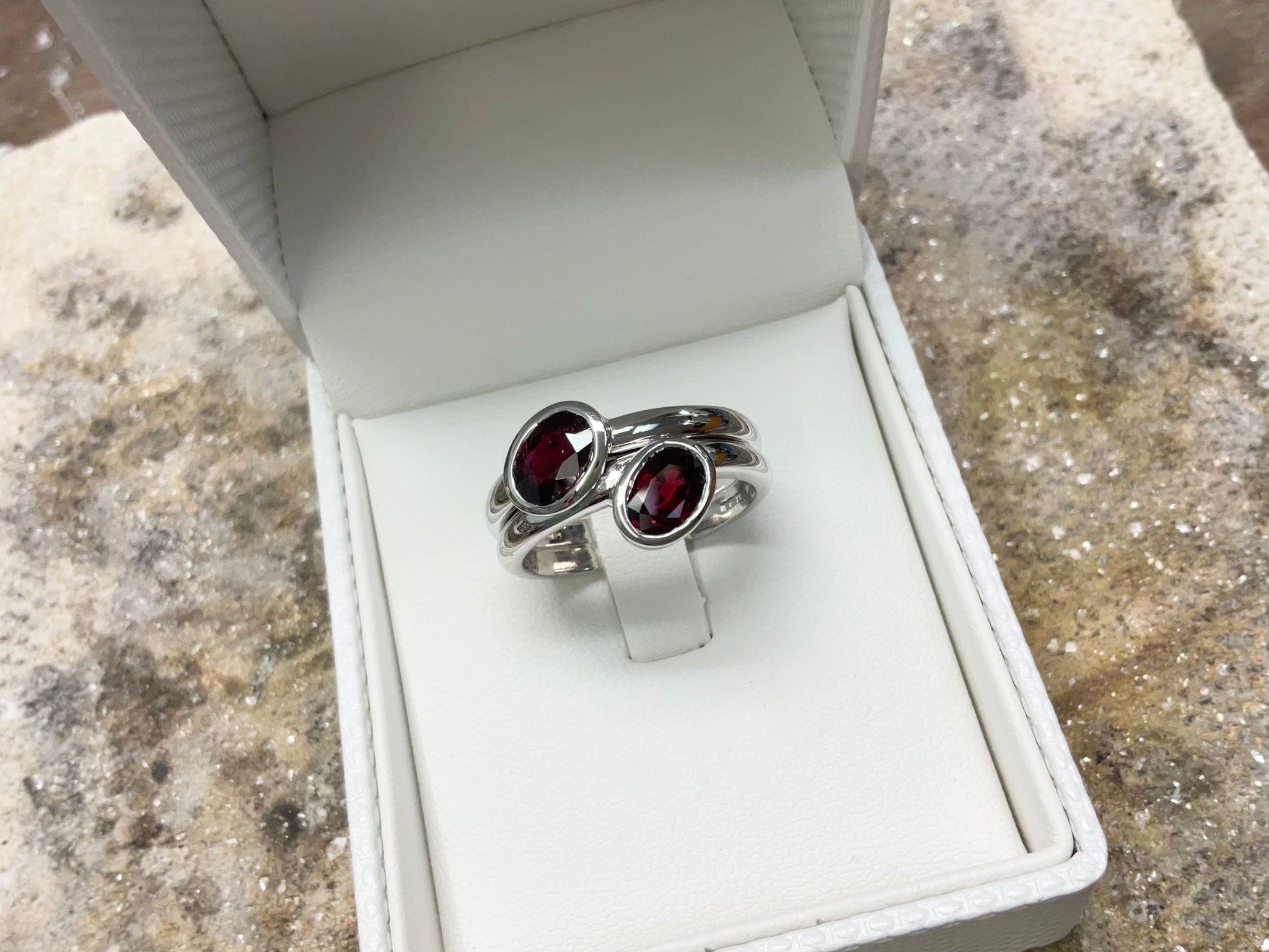 HANDMADE WHITE GOLD RUBY RING