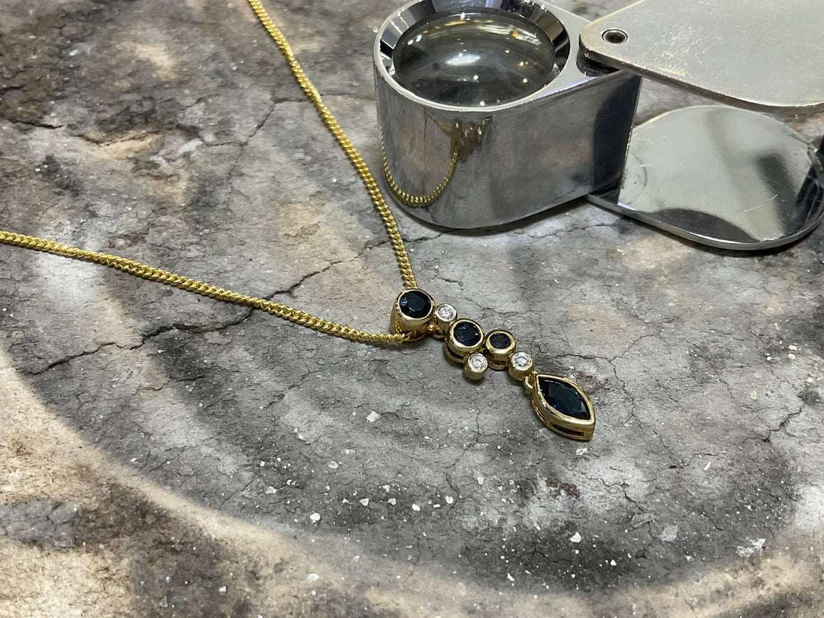 YELLOW GOLD SAPPHIRE AND DIAMOND NECKLACE - 6178yd-s