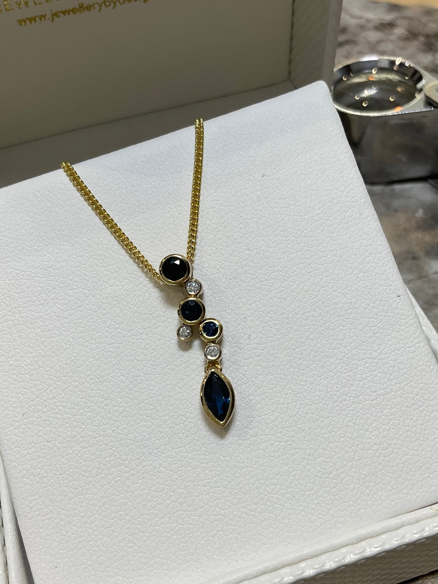 YELLOW GOLD SAPPHIRE AND DIAMOND NECKLACE - 6178yd-s