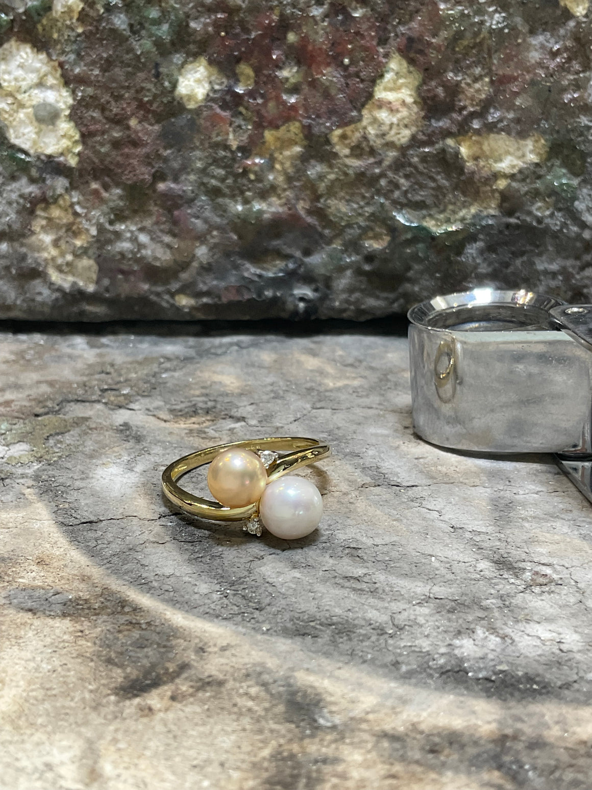 FRESHWATER PEARL & DIAMOND  RING - 1v99dcp