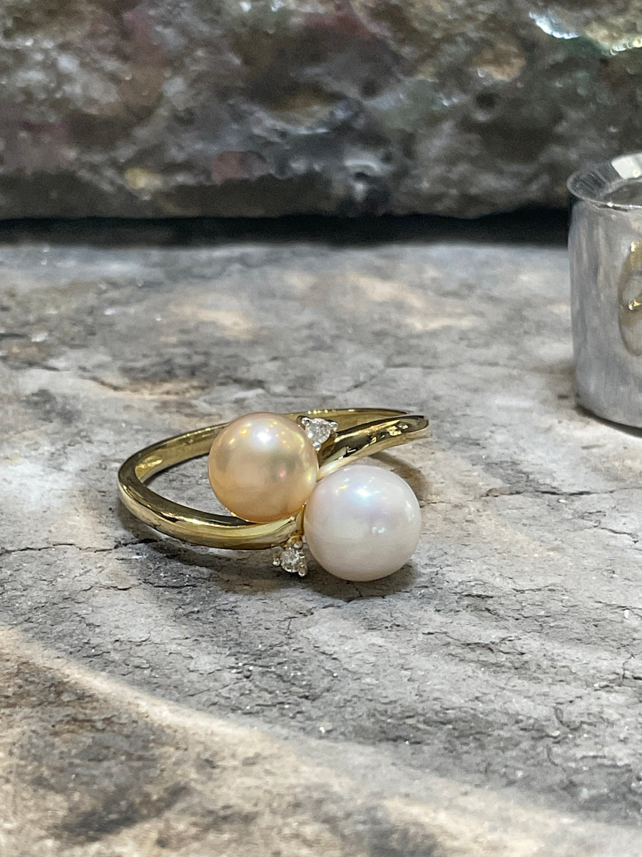 FRESHWATER PEARL & DIAMOND  RING - 1v99dcp