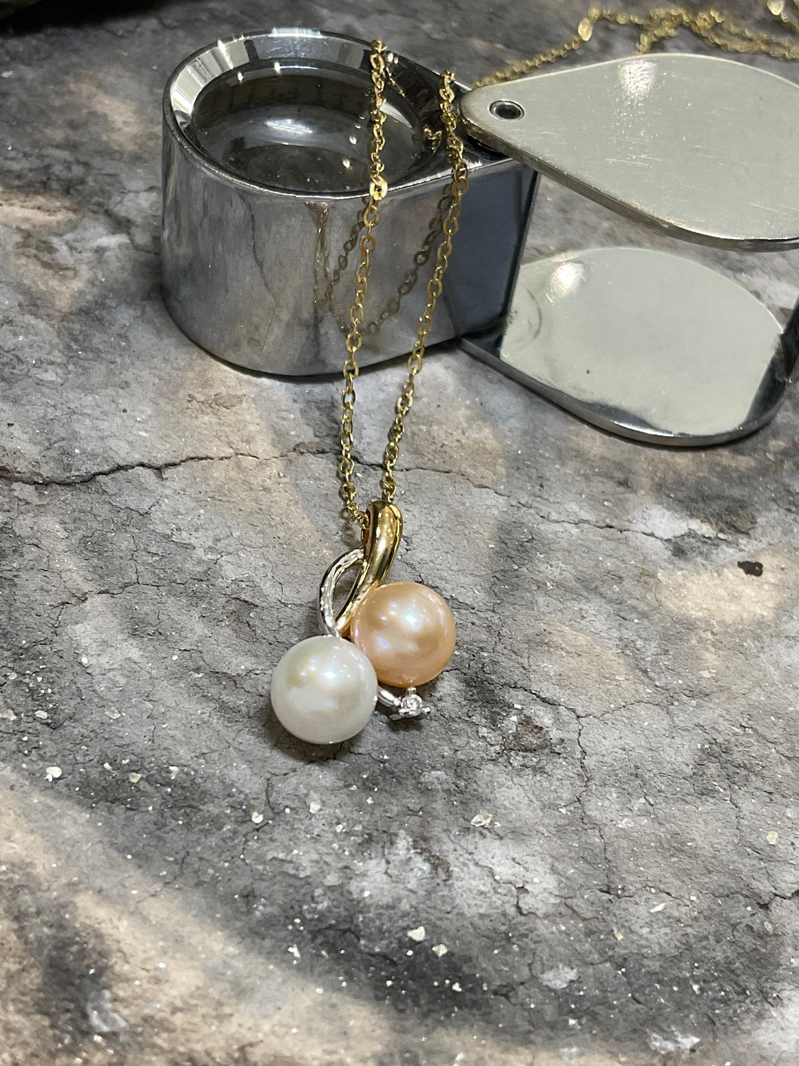 FRESHWATER PEARL & DIAMOND NECKLACE - 6s76dcp