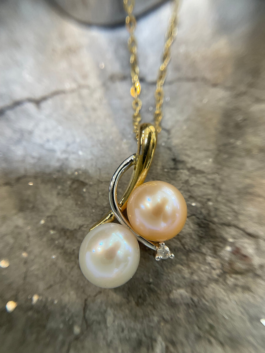 FRESHWATER PEARL & DIAMOND NECKLACE - 6s76dcp