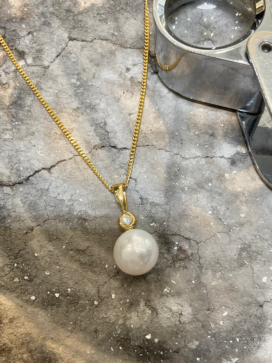 FRESHWATER & DIAMOND PENDANT - dp304yg-18y
