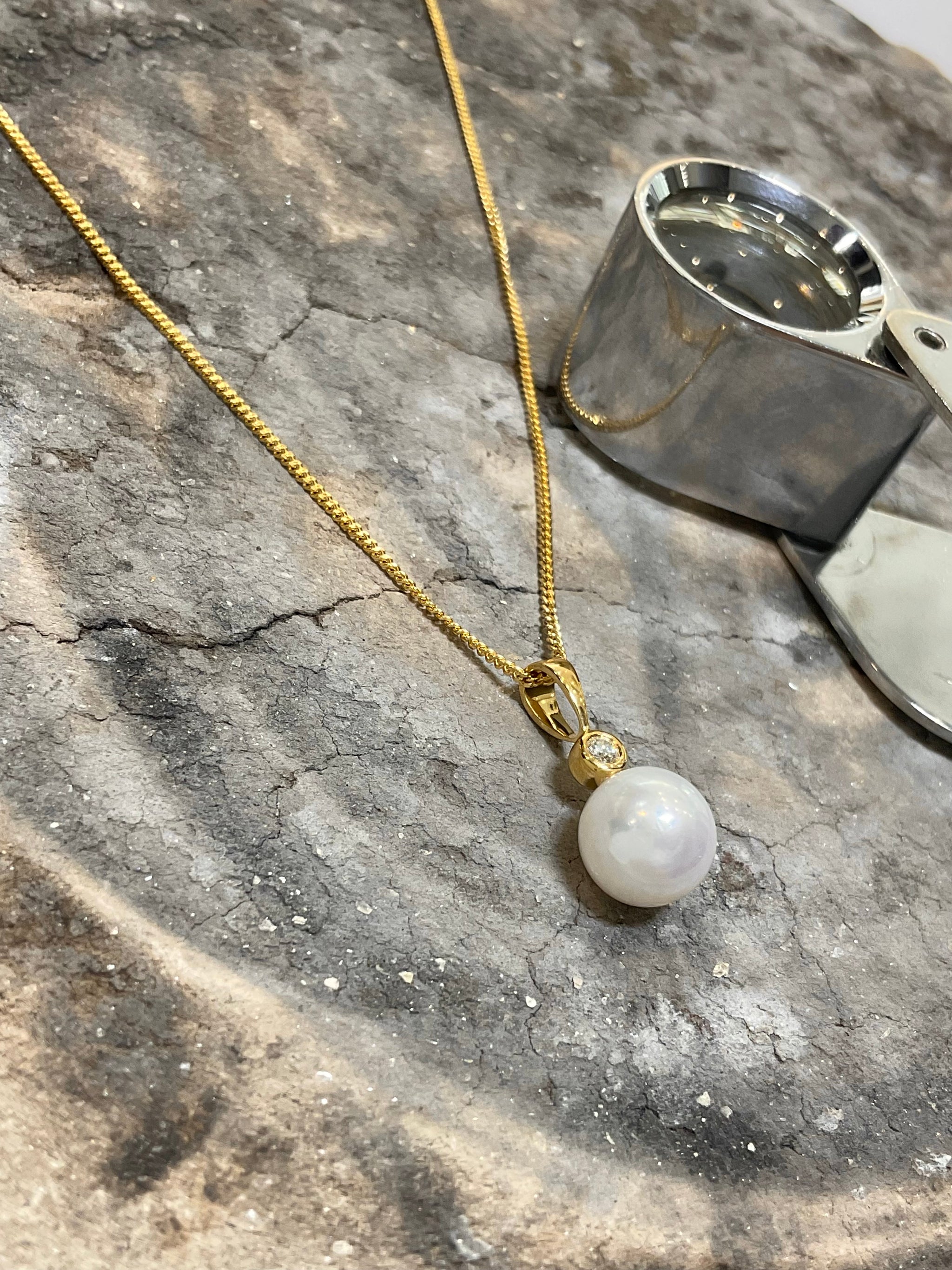 FRESHWATER & DIAMOND PENDANT - dp304yg-18y