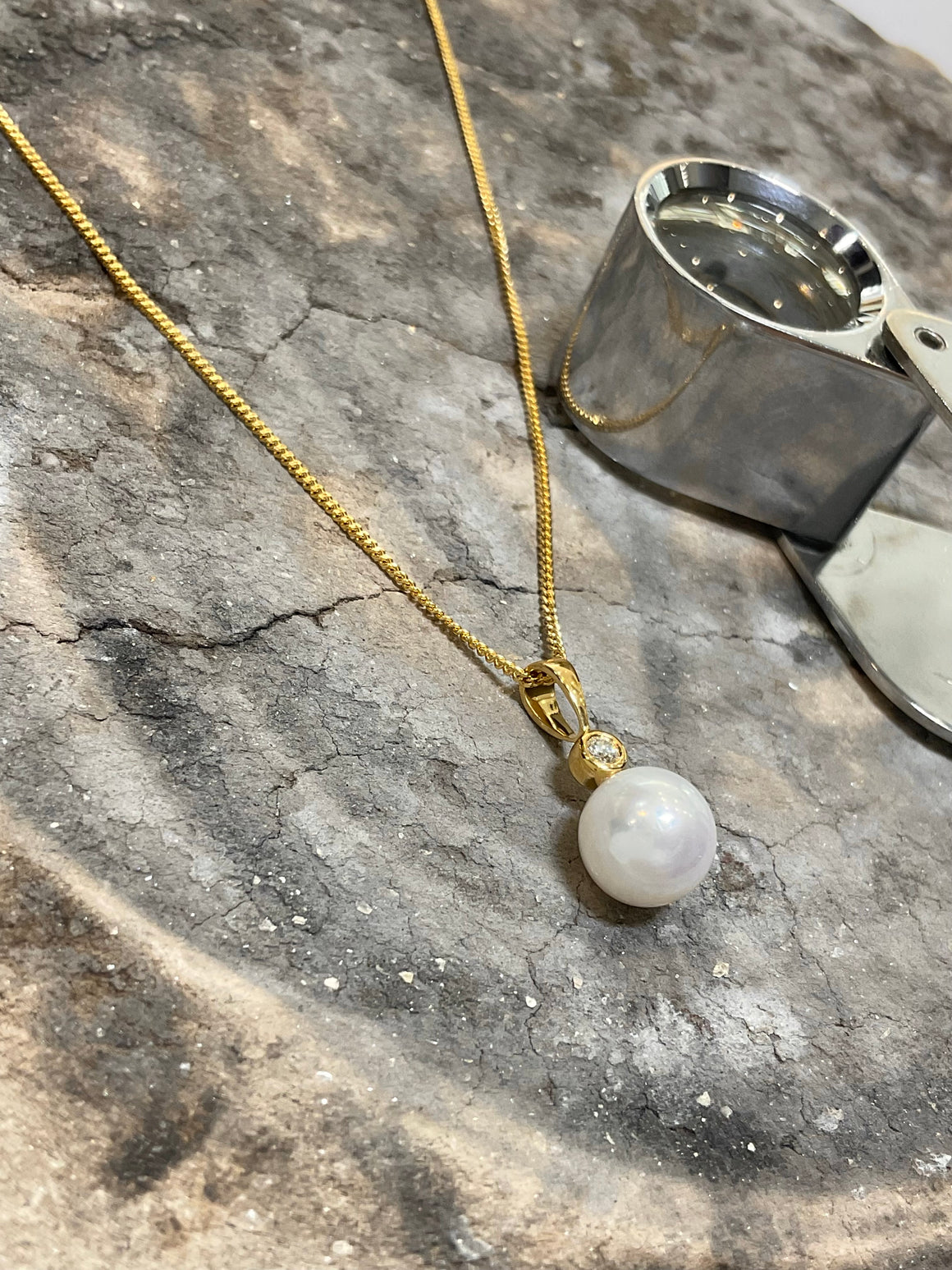 FRESHWATER & DIAMOND PENDANT - dp304yg-18y