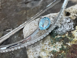 Aquamarine and Diamond Bangle - 51-00930-0