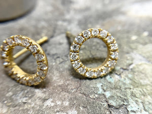 Yellow Gold Diamond Earrings - ef12090-18y