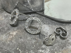 White Gold Diamond Earrings - ef12090-18w1123