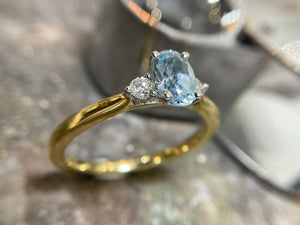 AQUA AND DIAMOND TRILOGY RING - r18036q-18yw-1223
