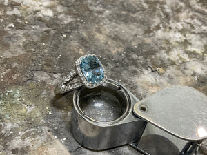 AQUAMARINE AND DIAMOND RING - eng22766-18w-aqua