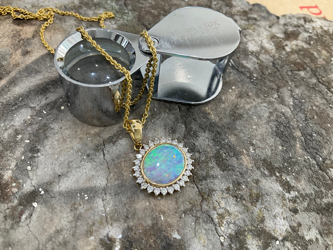 OPAL AND DIAMOND PENDANT - op845-14y