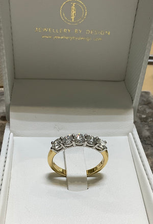 YELLOW GOLD FIVE STONE DIAMOND RING - rx4052-18yplt-0924