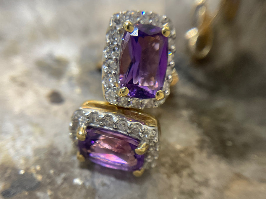 AMETHYST AND DIAMOND EARRINGS - ge655m