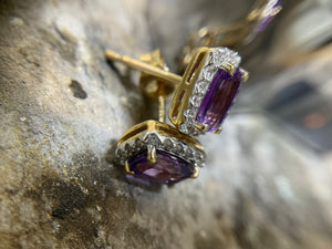 AMETHYST AND DIAMOND EARRINGS - ge655m