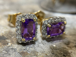 AMETHYST AND DIAMOND EARRINGS - ge655m