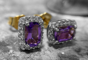 AMETHYST AND DIAMOND EARRINGS - ge655m