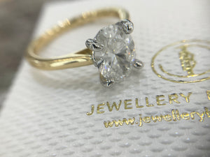 LAB GROWN OVAL DIAMOND RING - rx10001-18yplt-ov-lab-155-1224