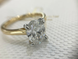 LAB GROWN OVAL DIAMOND RING - rx10001-18yplt-ov-lab-155-1224