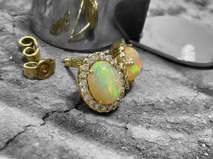 OPAL AND DIAMOND EARRINGS - 4340704855-14y