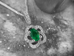 EMERALD AND DIAMOND PENDANT - px7322-em-18w