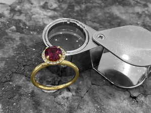 YELLOW GOLD PINK TOURMALINE & DIAMOND RING - rcs1611-18y-0325