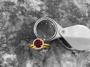 YELLOW GOLD PINK TOURMALINE & DIAMOND RING - rcs1611-18y-0325