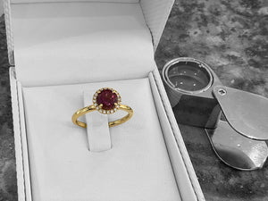 YELLOW GOLD PINK TOURMALINE & DIAMOND RING - rcs1611-18y-0325