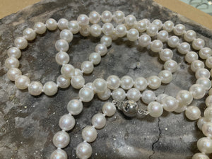 34 inch FRESHWATER PEARL NECKLACE - f7075whtpo-0584-34