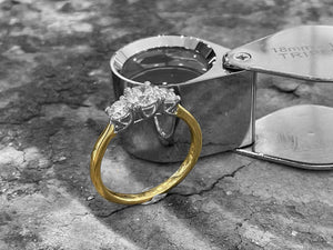 18ct YELLOW GOLD DIAMOND TRILOGY RING - rx3390-18yplt-tril-0825