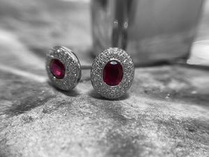 WHITE GOLD RUBY AND DIAMOND EARRINGS - 7a33w-18dr