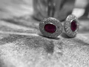 WHITE GOLD RUBY AND DIAMOND EARRINGS - 7a33w-18dr