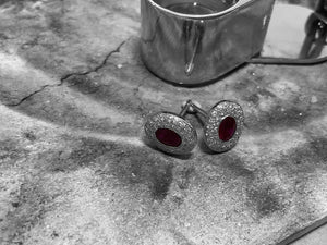 WHITE GOLD RUBY AND DIAMOND EARRINGS - 7a33w-18dr