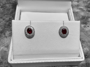 WHITE GOLD RUBY AND DIAMOND EARRINGS - 7a33w-18dr