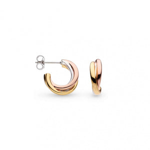 Bevel Trilogy Golds Semi hoop Stud  Earrings - 6166 GRG