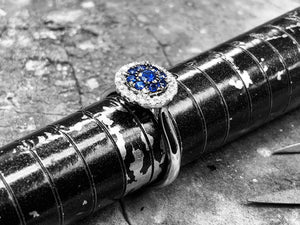 White Gold Blue Sapphire & Diamond Dress Ring - Ir5-70-bs-18w