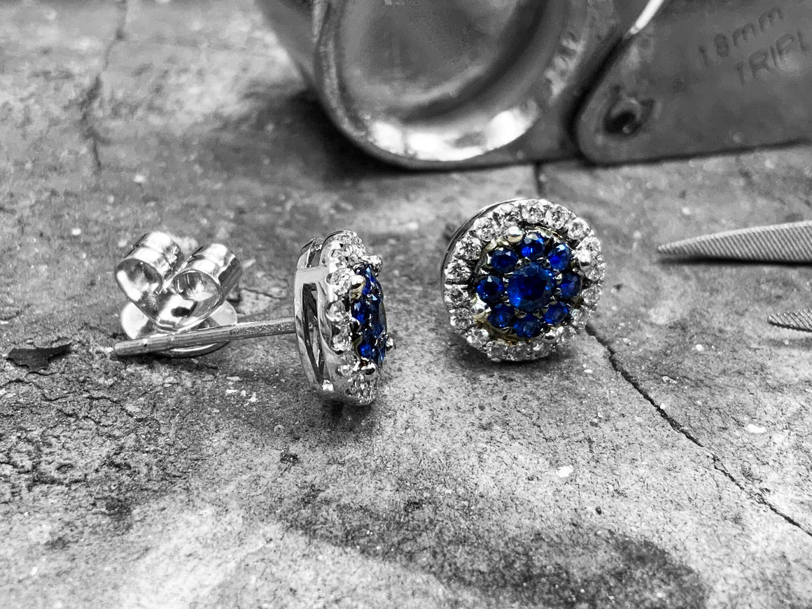 White Gold Sapphire and Diamond Earrings - Irerg3-60-pr-bs