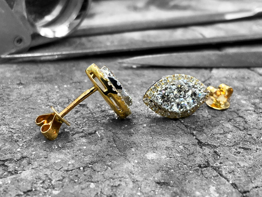 Yellow Gold Diamond Earrings - Olme1-0y-18y