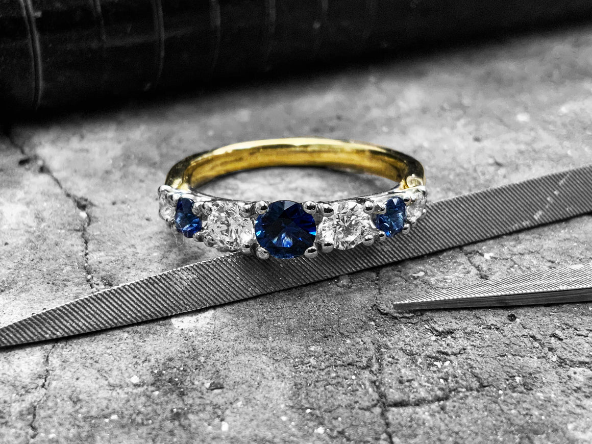 Platinum Blue Sapphire & Diamond Dress Ring - R7-2000-100-18y