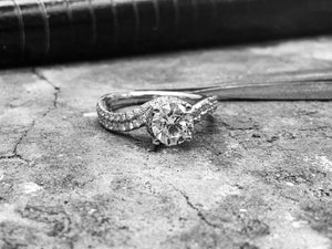 White Gold Diamond Engagement Ring - dom936-18w0217