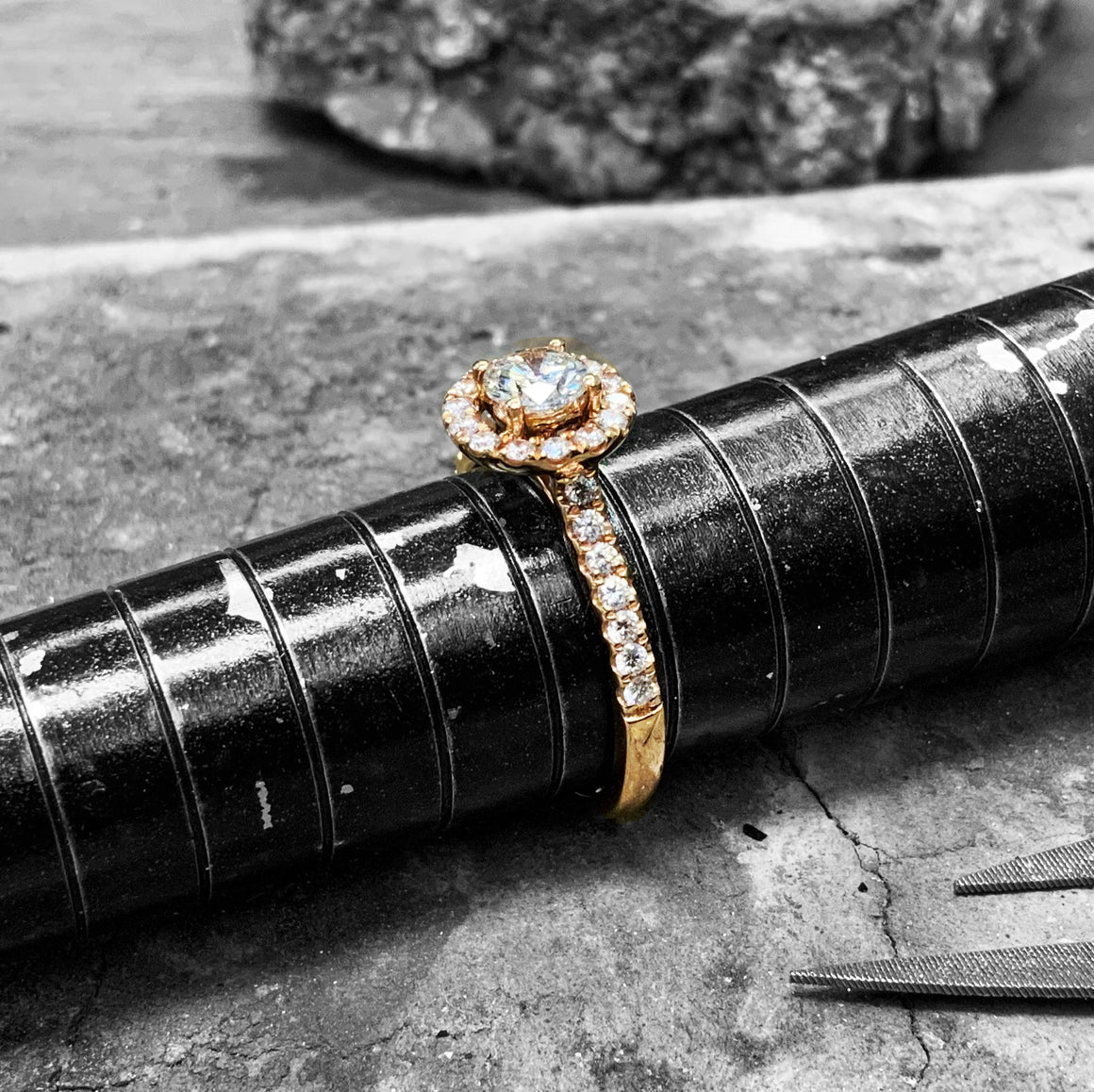 Red Gold Diamond Engagement Ring - dsc52-050-18r