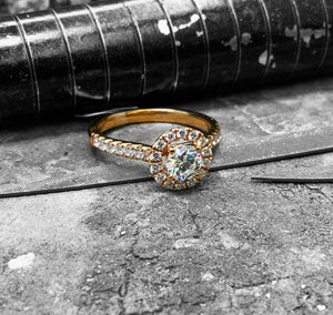 Red Gold Diamond Engagement Ring - dsc52-050-18r