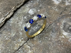 Yellow and white gold sapphire and diamond eternity ring - rx2874-18yw-0721