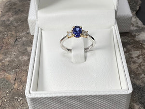 Tanzanite and Diamond trilogy ring. Rx4148d-18y