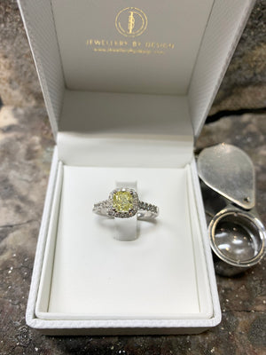 Natural yellow diamond ring. Rx4333plat-yel-0621
