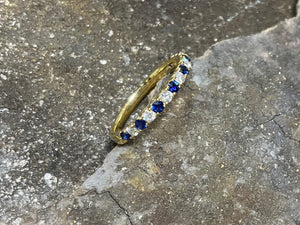 Yellow gold Sapphire and diamond ring - r17547s-18y0123