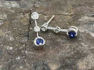 White gold sapphire and diamond earrings - hse002-050-18w0920